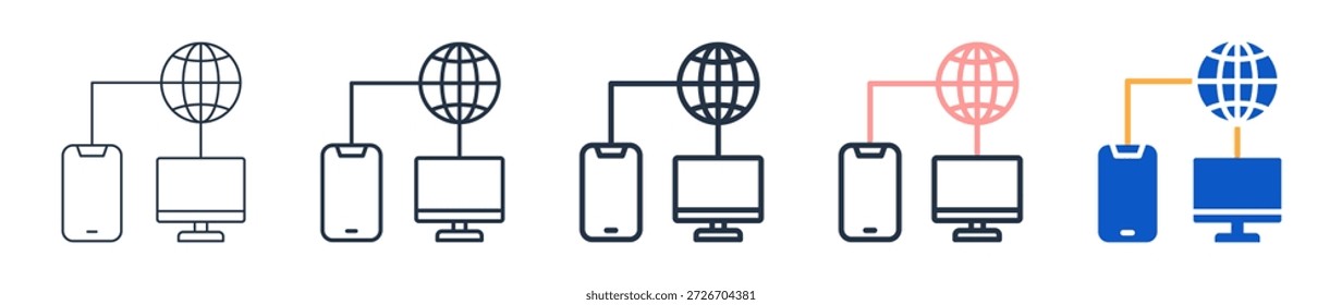 Acceso remoto diferentes iconos de estilo establecen la Ilustración vectorial.