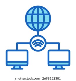 Icono de acceso remoto Ilustración vectorial de estilo de color azul