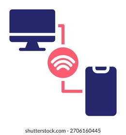 Ilustración vectorial de estilo de relleno de color de icono de acceso remoto
