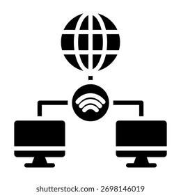 Remote Access Icon Glyph Style Vector Illustration