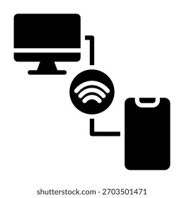 Ilustración vectorial de estilo de glifo de icono de acceso remoto