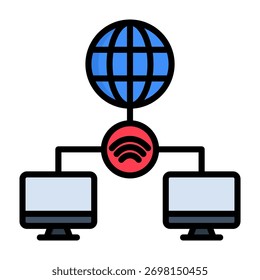 Ícone de acesso remoto Ilustração de vetor de estilo de cor linear
