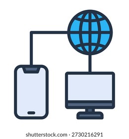 Remote Access Icon Lineal Color Design Vector Illustration