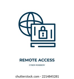 Remote access icon. Linear vector illustration from cyber robbery collection. Outline remote access icon vector. Thin line symbol for use on web and mobile apps, logo, print media.