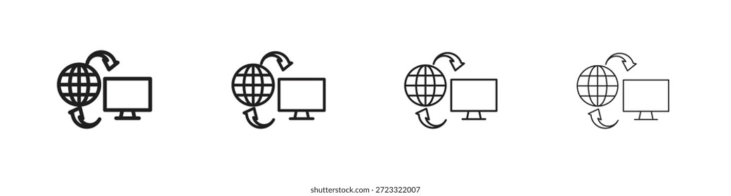 Conjunto de iconos de acceso remoto, Ilustración, Negro