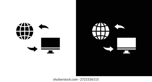Paquete de diseño de ilustración plana de Vector de silueta de icono de acceso remoto.