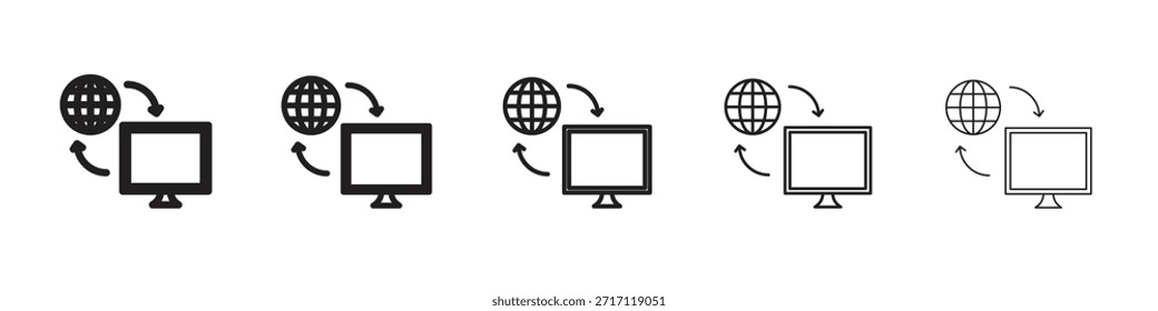 Remote Access icon symbol in thin line, Black outline and stroke style