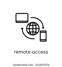 Remote Access Icon. Trendy Modern Flat Linear Vector Remote Access Icon On White Background From Thin Line Internet Security And Networking Collection, Editable Outline Stroke Vector Illustration