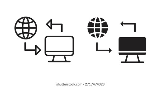 Iconos de acceso remoto. Píxel perfecto. Icono de contorno de Vector. Concepto de logotipo plano.