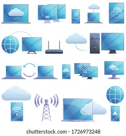 Remote access icons set. Cartoon set of remote access vector icons for web design