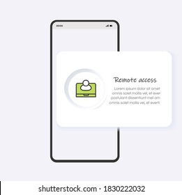Remote access line icon or button. Mobile app template design. Remote connection, internet security, networking. Modern web page vector illustration concept for mobile app development.Editable stroke 