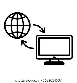 Vector de ilustración de icono de contorno de acceso remoto