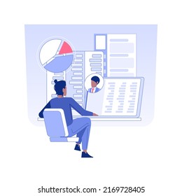 Remote accountant isolated concept vector illustration. Businessman talking with accountant with laptop, digital marketing services, advertising agency, online bookkeeping vector concept.