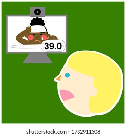 Remote-Aktivität  für Kinder und Jugendliche leicht verständlich.  Was gut ist oder nicht. Vector Illustrationsbilder.