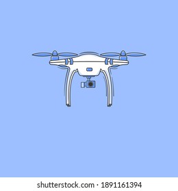 Remote aerial drone illustration. Vector art on isolated background. Flat Illustration of drone.