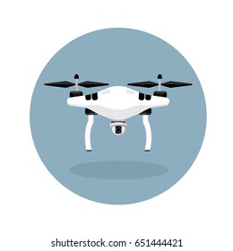 Remote aerial drone. Vector illustration. Flat design.