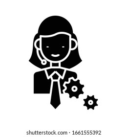 Remote assistance black icon, concept illustration, vector flat symbol, glyph sign.