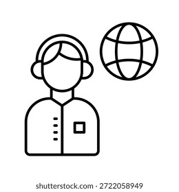 Ilustración vectorial de iconos de esquema de asistencia remota