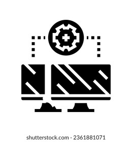 remote assistance repair computer glyph icon vector. remote assistance repair computer sign. isolated symbol illustration