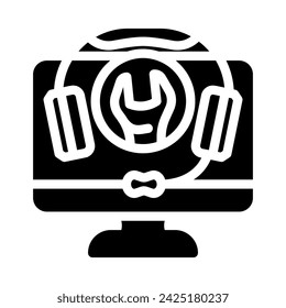 remote assistance repair computer glyph icon vector. remote assistance repair computer sign. isolated symbol illustration