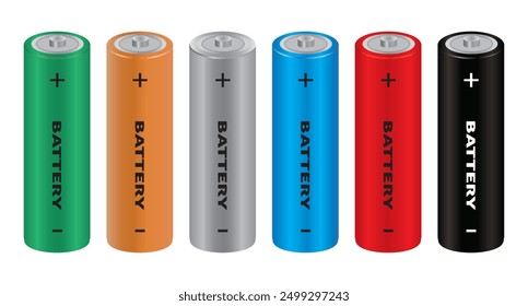  Remote battery set. Lithium batteries vector. Battery vector, icon, symbol. Charging battery Vector illustration. Set of Energy supply equipment. Vector illustration.