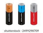 Remote battery set.  Battery vector, icon, symbol. Charging battery Vector illustration. Lithium batteries vector. Set of Energy supply equipment. Vector illustration.