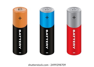 Remote battery set.  Battery vector, icon, symbol. Charging battery Vector illustration. Lithium batteries vector. Set of Energy supply equipment. Vector illustration.