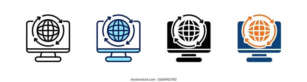 Continuidad remota del negocio Todo en uno Icon Multi Styles Vector Set