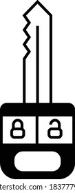 Llave de coche a distancia con botón de bloqueo y desbloqueo Vector de botón de empuje Diseño de icono de glifo, Servicio de vehículos de motor y símbolo de taller de reparación de automóviles sobre fondo blanco