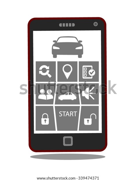 Remote car starter control system mobile phone app.\
EPS 10