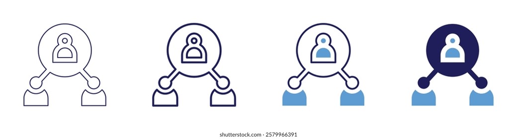 Remote collaboration icon in 4 different styles. Thin Line, Line, Bold Line, Duotone. Duotone style. Editable stroke.