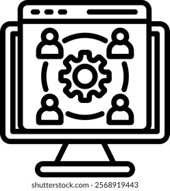 Remote Collaboration Vector Lineal Icon On White Background.