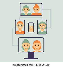 Remote communication. Online meeting. Infographic element. Vector illustration.