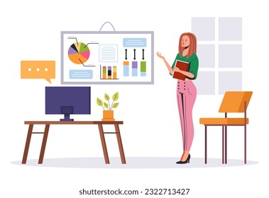 Remote computer learn lecture abstract concept. Vector design graphic illustration