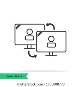 Remote Computer, Work With Internet , Home Working Icon Illustration. Work From Home Sign Symbol. Vector Line Icon EPS 10