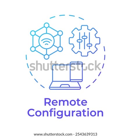 Remote configuration blue gradient concept icon. Access control, cybersecurity. Network, settings. Round shape line illustration. Abstract idea. Graphic design. Easy to use in infographic