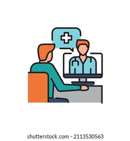 Remote consultation color line icon. Ehealth.