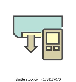 Klimagerät und Fernbedienung Vektorbild-Design, bearbeitbarer Strich.