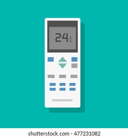 Remote Control Of Air Conditioner Vector Illustration, Flat Remote Controller Equipment With Display