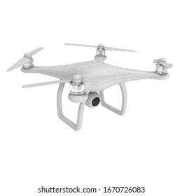 Remote control air drone. Dron flying. Dotwork Halftone Style Monochrome Gradient Vector Illustration.