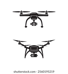 remote control aircraft drone camera shoot icon silhouette vector art flat design outline