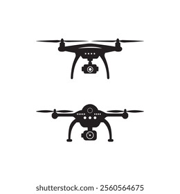 remote control aircraft drone camera shoot icon silhouette vector art flat design outline