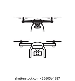 remote control aircraft drone camera shoot icon silhouette vector art flat design outline