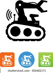 Remote control automated police robot icon symbol. 