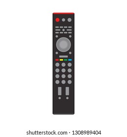 Remote control black TV equipment device communication sign media vector icon. Flat smart television program