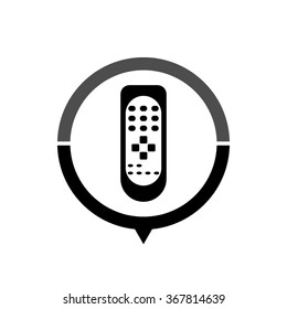 Remote control - black vector icon; map pointer;  message bubble