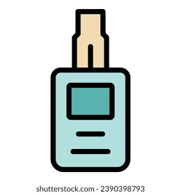 Remote control car alarm icon outline vector. Auto system. Key hand color flat