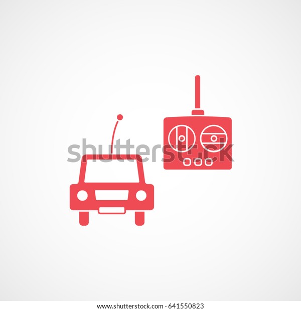 Remote Control Car Baby Toy Red Flat Icon On\
White Background