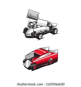 Fernsteuerwagen-Illustration auf Rot und Weiß