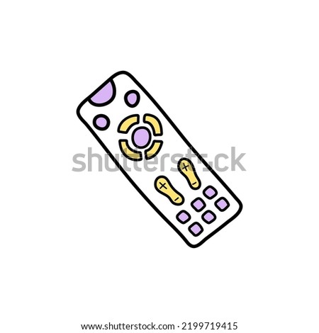 Remote control cartoon hand drawn image. Original colorful artwork, comic childish style drawing.